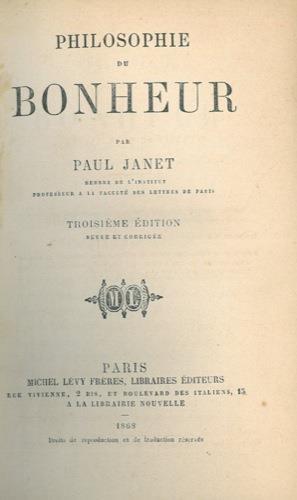 Philosophie du bonheur - Paul Janet - copertina