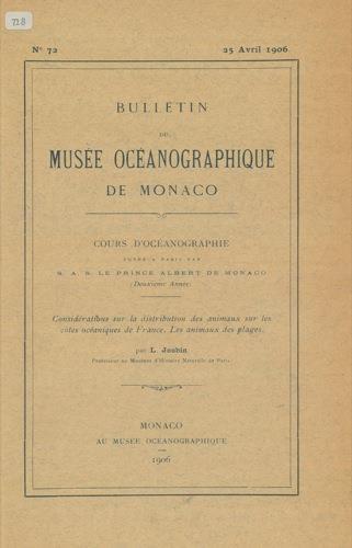 Considérations sur la distribution des animaux sur les cotes océaniques de Farnce. Les animaux des plages - Louis Joubin - copertina