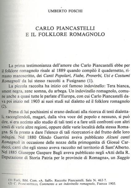 Carlo Piancastelli e il folklore romagnolo - copertina