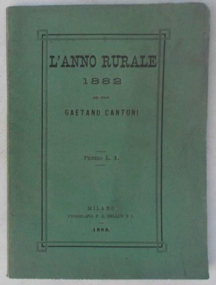 L' anno rurale 1882 - Gaetano Cantoni - copertina