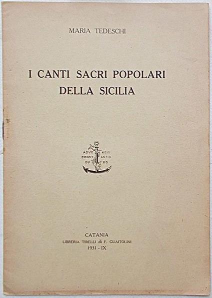 I canti sacri popolari della Sicilia - Maria Tedeschi - copertina