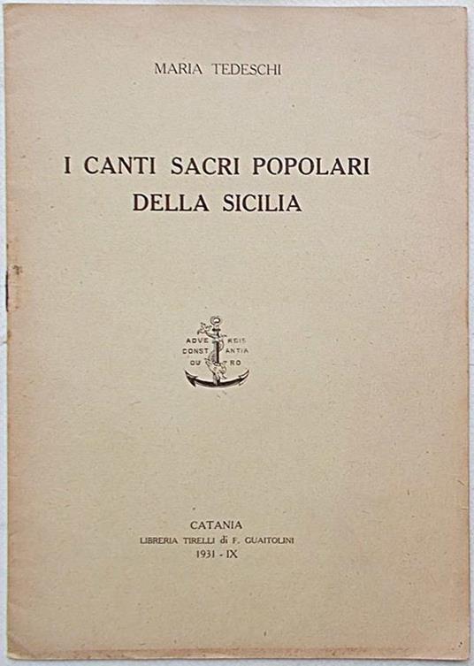 I canti sacri popolari della Sicilia - Maria Tedeschi - copertina