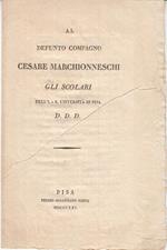 Al compagno cesare marchionneschi gli scolari dell'i. e r. università di pisa d.d.d