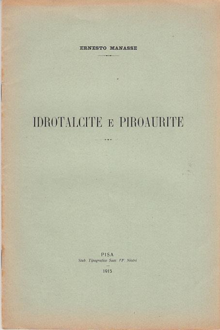 Idrotalcite e piroaurite - Ernesto Manasse - copertina