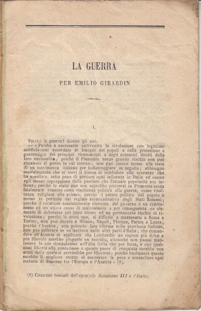 La guerra per emilio girardin - copertina