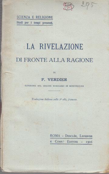 La rivelazione di fronte alla ragione - François Verdier - copertina