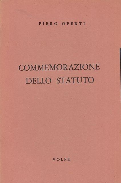 Commemorazione dello statuto - Piero Operti - copertina