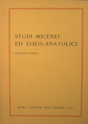 Studi micenei ed egeo-anatolici - copertina