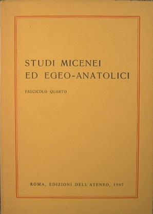 Studi micenei ed egeo-anatolici - copertina