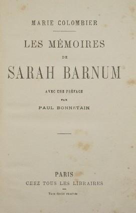 Les mémoires de Sarah Barnum - Marie Colombier - copertina