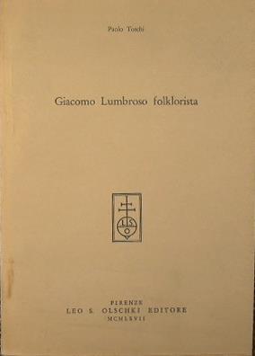 Giacomo Lumbroso folklorista - Paolo Toschi - copertina