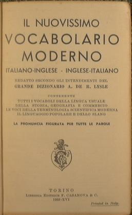 Il nuovissimo vocabolario moderno italiano. inglese, inglese. italiano -  Libro Usato - Casanova 