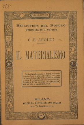 Il Materialismo - Cesare E. Aroldi - copertina