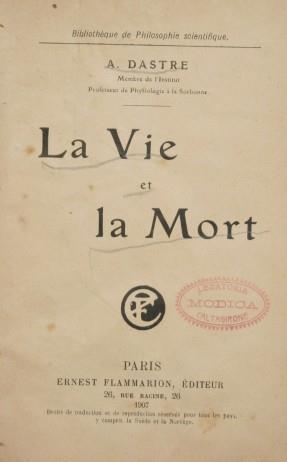 La Vie et la Mort - Albert Dastre - copertina