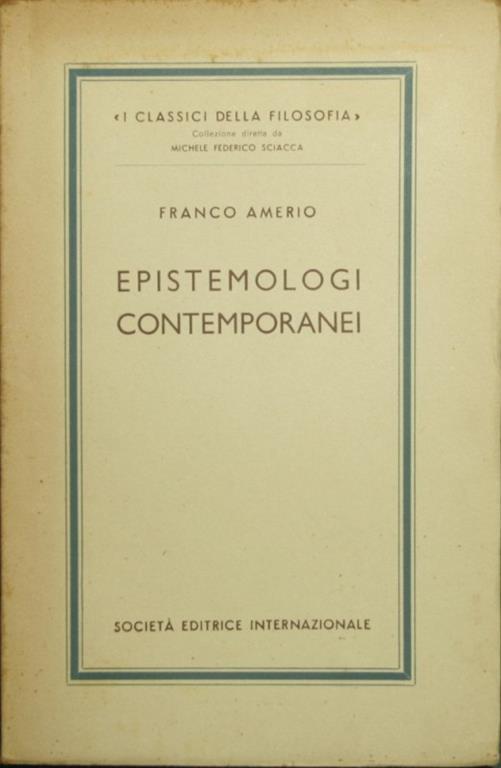 Epistemologi contemporanei - Franco Amerio - copertina