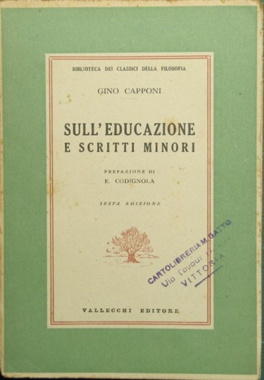 Sull'educazione e scritti minori - Gino Capponi - copertina