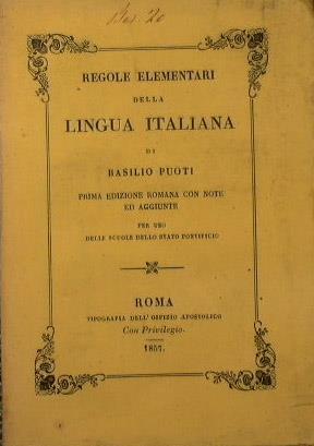 Regole elementari della lingua italiana - Basilio Puoti - copertina
