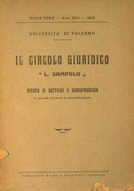 Il circolo giuridico '' L. Sampolo '' Rivista di dottrina e giurisprudenza - copertina