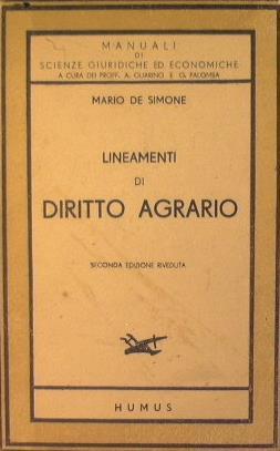 Lineamenti di Diritto Agrario - Mario De Simone - copertina