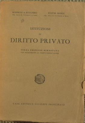 Istituzioni di Diritto Privato - Roberto De Ruggiero,Fulvio Maroi - copertina