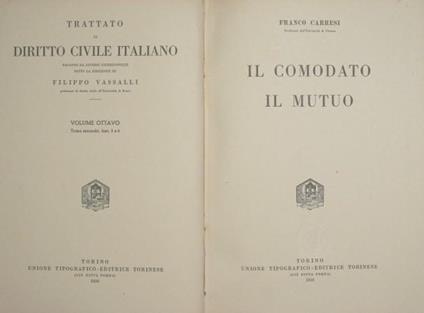 Il comodato. Il mutuo - Franco Carresi - copertina