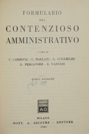 Formulario del contenzioso amministrativo - C. Carbone - copertina
