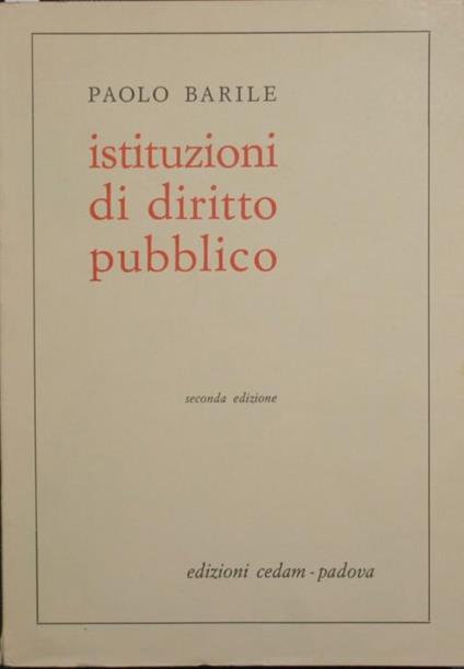 Istituzioni di Diritto pubblico - Paolo Barile - copertina