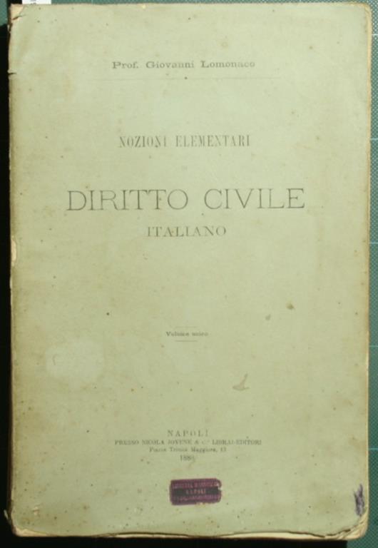 Nozioni elementari di diritto civile italiano - Giovanni Lomonaco - copertina