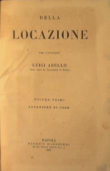 Della locazione Volume primo - Luigi Abello - copertina