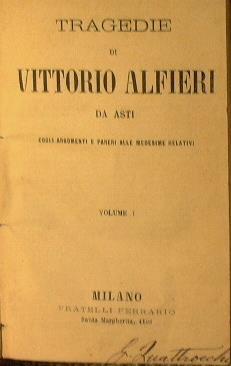 Tragedie - Vittorio Alfieri - copertina