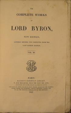 The complete works of Lord Byron (vol III) - George G. Byron - copertina