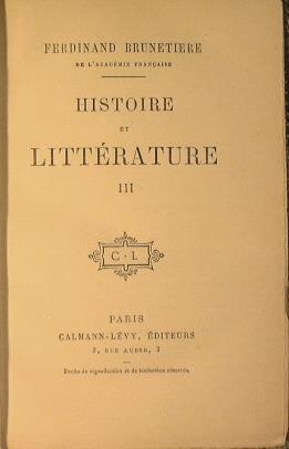 Histoire et litterature - Ferdinand Brunetiére - copertina