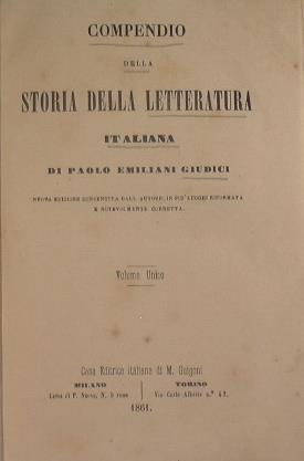 Compendio della storia della letteratura italiana - Paolo Emiliani Giudici - copertina