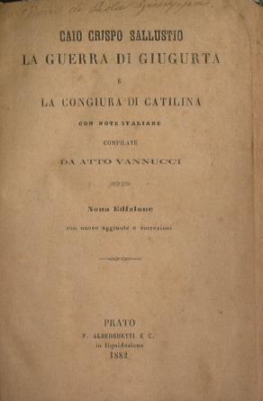 La guerra di Giugurta e la congiura di Catilina - C. Crispo Sallustio - copertina