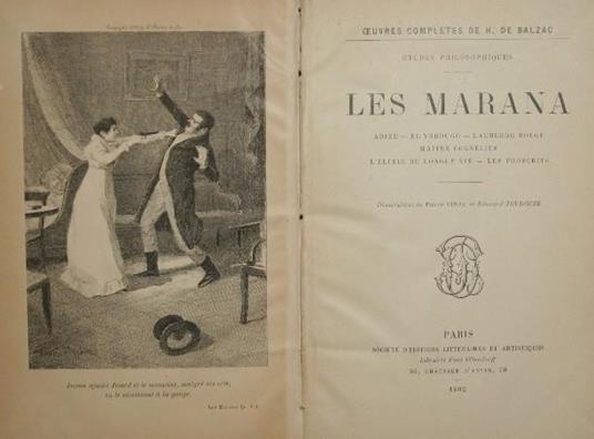 Les Marana. Adieu - El verdugo - L'auberge rouge - Maitre Cornélius - L'élixir de longue vie - proscrits - Honoré de Balzac - copertina