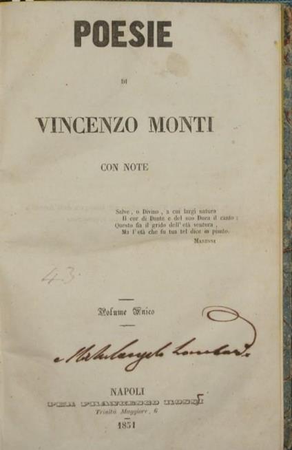 Poesie - Vincenzo Monti - copertina