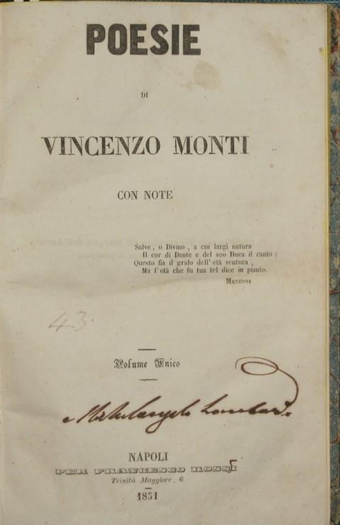 Poesie - Vincenzo Monti - copertina