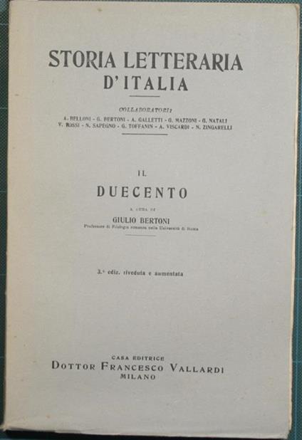 Il Duecento - Giulio Bertoni - copertina