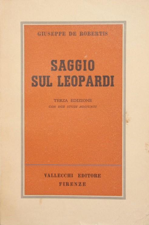 Saggio su Leopardi - Giuseppe De Robertis - copertina