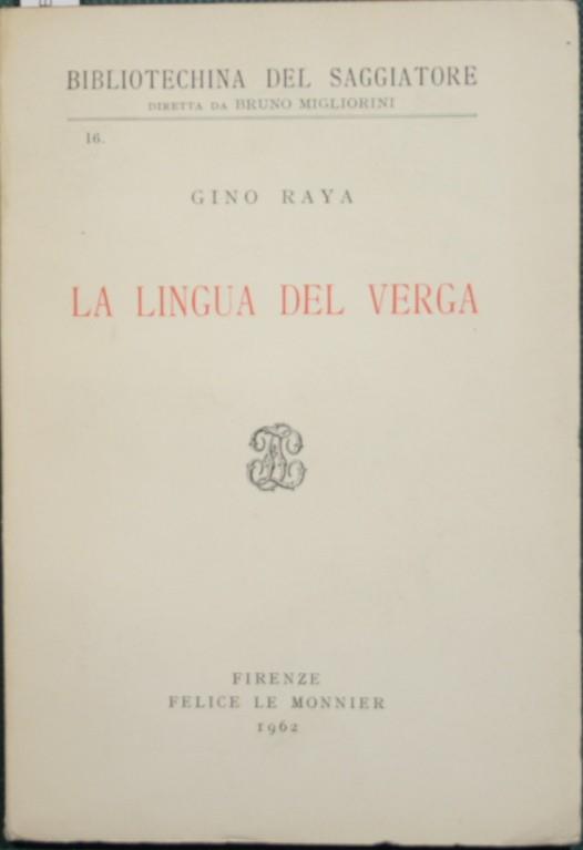 La lingua del Verga - Gino Raya - copertina