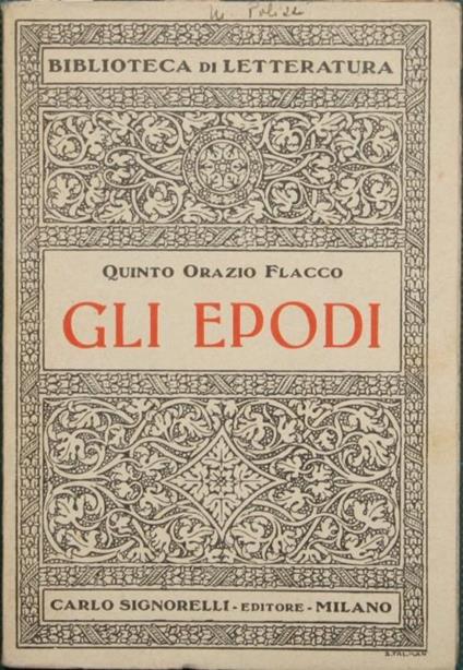 Gli epodi - Q. Flacco Orazio - copertina