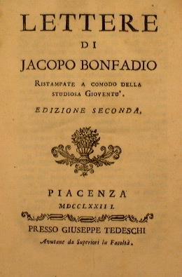 Lettere di Jacopo Bonfadio ristampate a comodo della studiosa gioventù - Jacopo Bonfadio - copertina