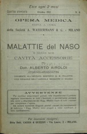 Malattie del naso e delle sue cavità accessorie - Alberto Airoldi - copertina