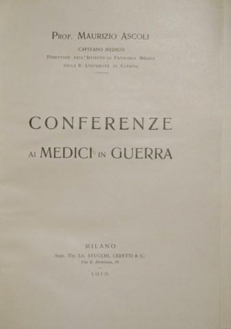 Conferenze ai medici in guerra - Maurizio Ascoli - copertina