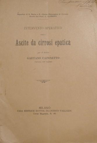 Intervento operativo nella ascite da cirrosi epatica - Gaetano Caponetto - copertina