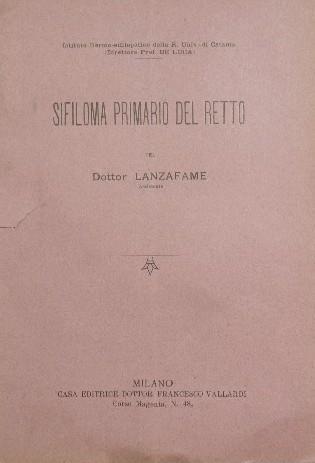 Sifiloma primario del retto - Lanzafame - copertina