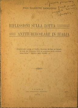 Riflessioni sulla lotta antitubercolare in Italia - Giuseppe Sangiorgi - copertina