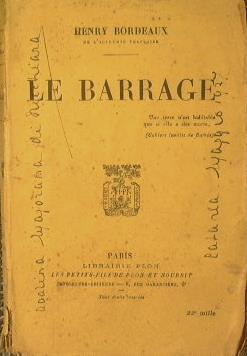 Le barrage - Henry Bordeaux - copertina