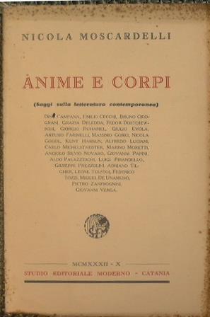 Anime e corpi. Saggi sulla letteratura contemporanea - Nicola Moscardelli - copertina