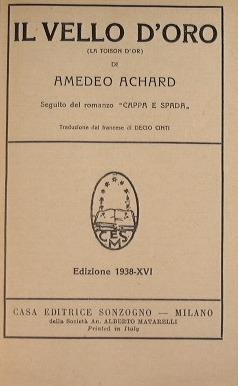 Il vello d'oro - Amédée Achard - copertina